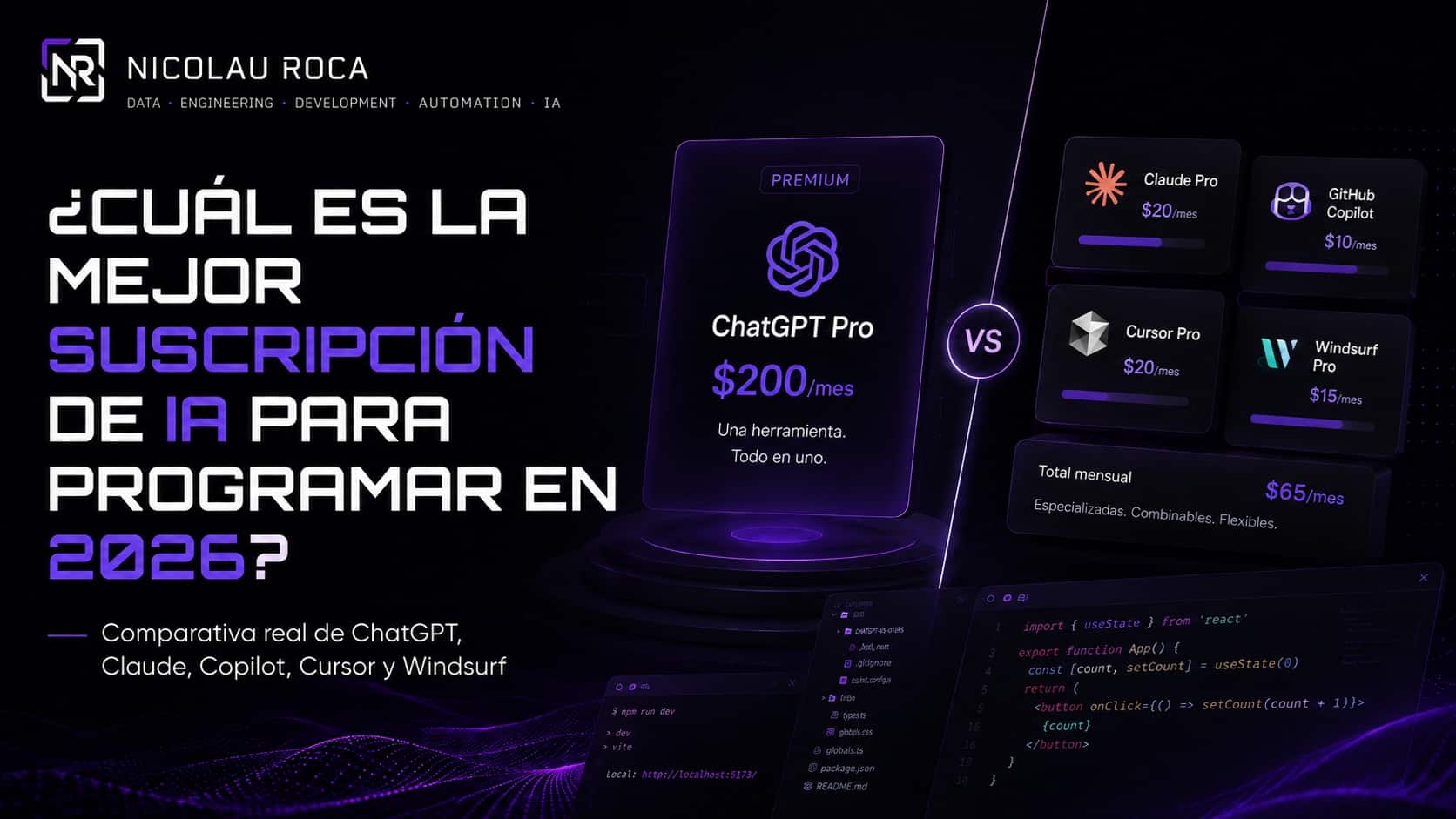 Mejor suscripción IA para programar