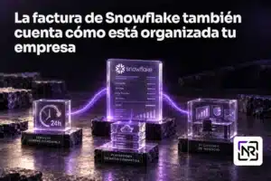 Una factura conceptual conecta disponibilidad continua, plataforma compartida y decisiones de negocio. Título del artículo e isotipo de Nicolau Roca.