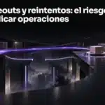 Una señal violeta llega a un paquete ya entregado mientras su señal de confirmación queda interrumpida entre dos plataformas. Portada: Timeouts y reintentos: el riesgo de duplicar operaciones.