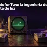 Ilustración generada: un osciloscopio con una pelota luminosa entre dos mandos sobre una mesa; no reproduce un aparato histórico exacto.